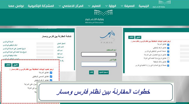 جديد نظام فارس – خطوات المقارنة بين نظام فارس ومسار